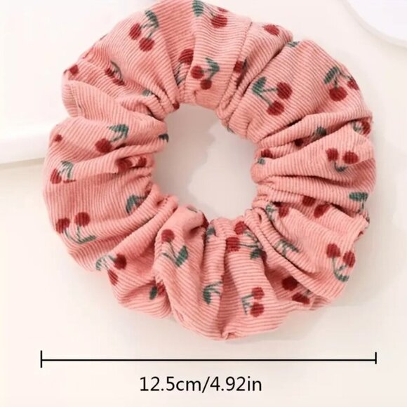 Cherry Print Scrunchies Set | 2-Piece Hair Accessory | NWT - Picture 4 of 5